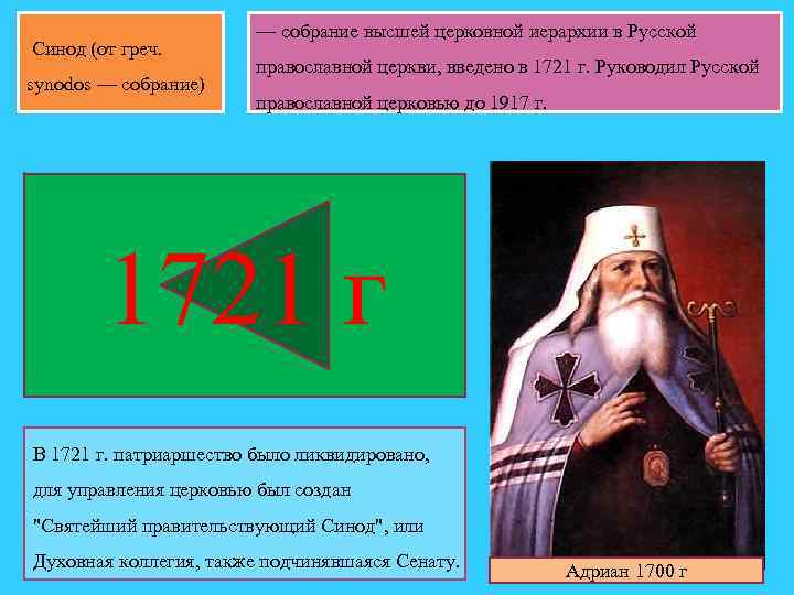  Синод (от греч. synodos — собрание) — собрание высшей церковной иерархии в Русской