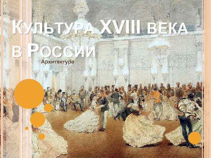 КУЛЬТУРА XVIII ВЕКА В РОССИИ Архитектура 