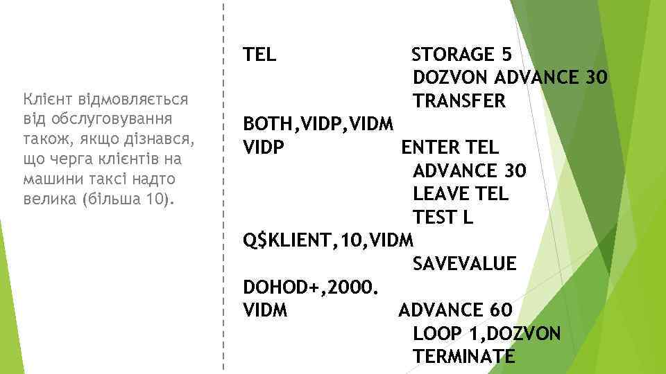 TEL Клієнт відмовляється від обслуговування також, якщо дізнався, що черга клієнтів на машини таксі