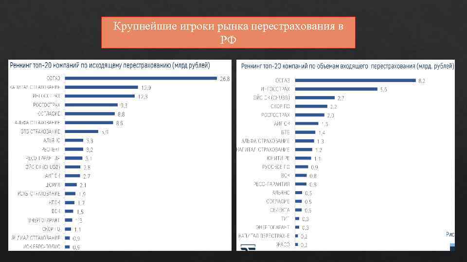 Крупнейшие игроки рынка перестрахования в РФ 