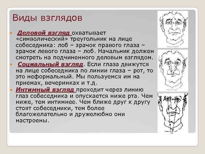 Характеристика взгляда. Виды взглядов деловой. Виды взглядов в психологии. Виды взглядов невербального общения. Деловой взгляд треугольник.