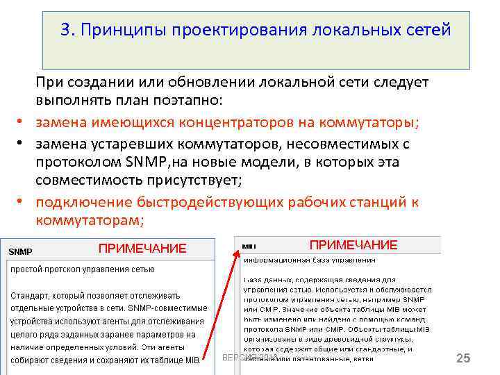 3. Принципы проектирования локальных сетей При создании или обновлении локальной сети следует выполнять план