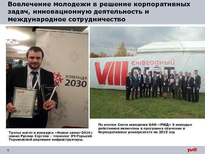 Вовлечение молодежи в решение корпоративных задач, инновационную деятельность и международное сотрудничество Третье место в