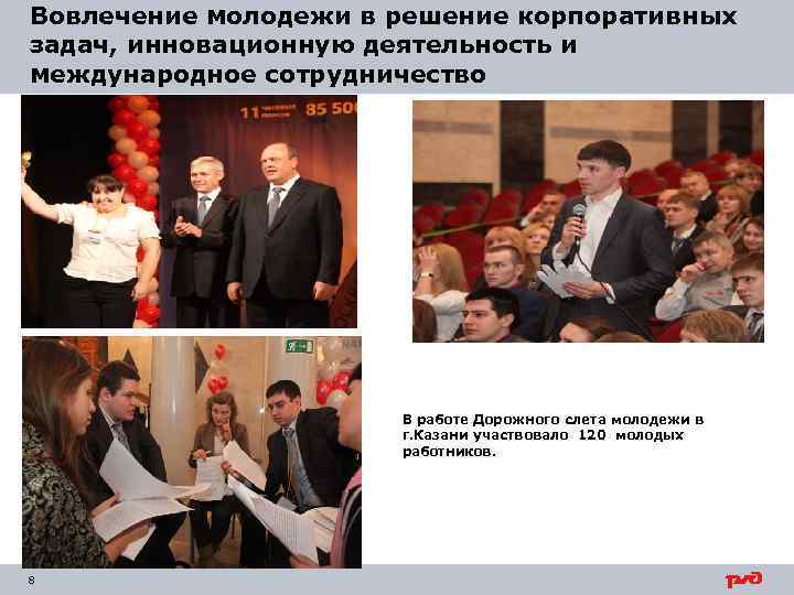 Вовлечение молодежи в решение корпоративных задач, инновационную деятельность и международное сотрудничество В работе Дорожного