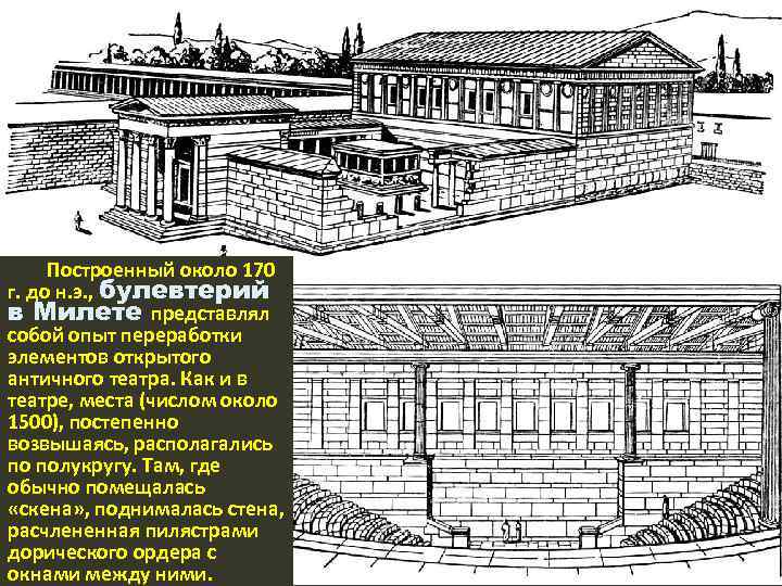 Построенный около 170 г. до н. э. , булевтерий в Милете представлял собой опыт