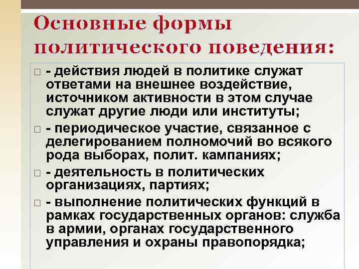 Урок политическое поведение 11 класс боголюбов презентация