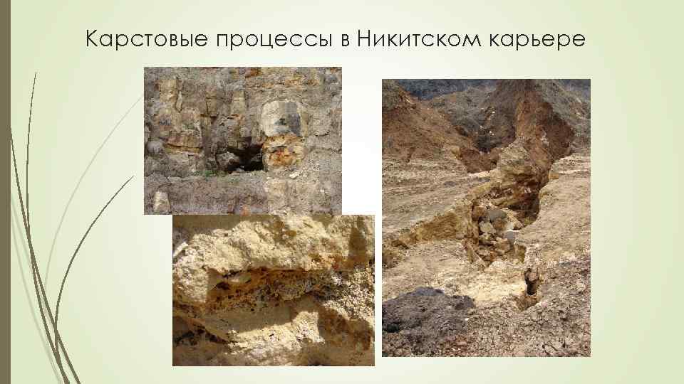Карстовые процессы в Никитском карьере 