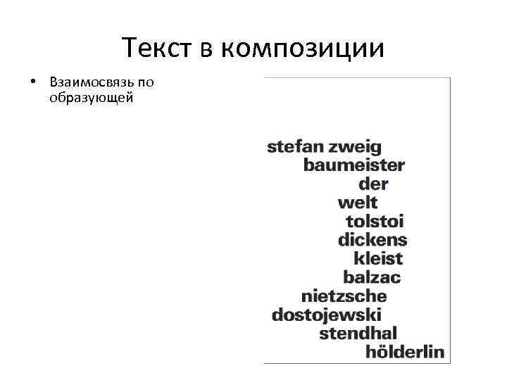 Текст в композиции • Взаимосвязь по образующей 