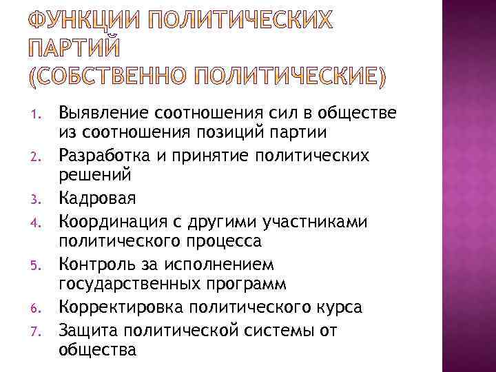 1. 2. 3. 4. 5. 6. 7. Выявление соотношения сил в обществе из соотношения