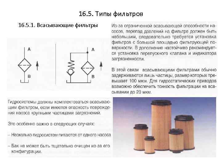 16. 5. Типы фильтров 16. 5. 1. Всасывающие фильтры 