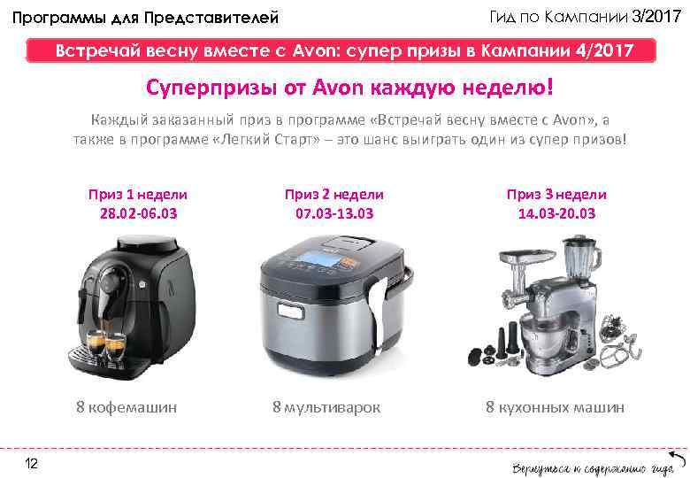 Гид по Кампании 3/2017 Программы для Представителей Встречай весну вместе с Avon: супер призы