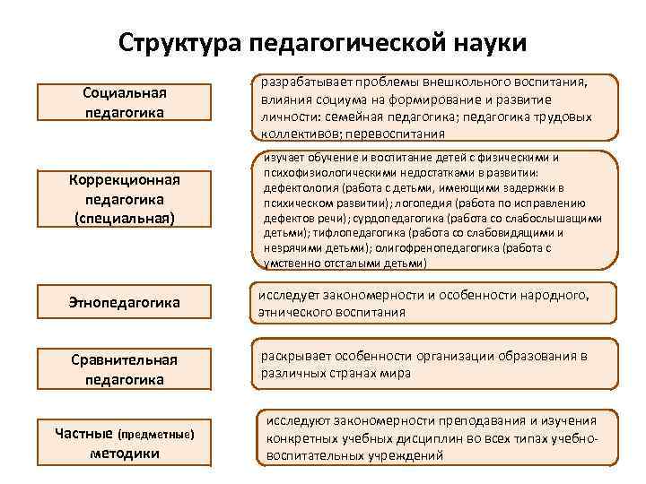 Структура социальной педагогики схема