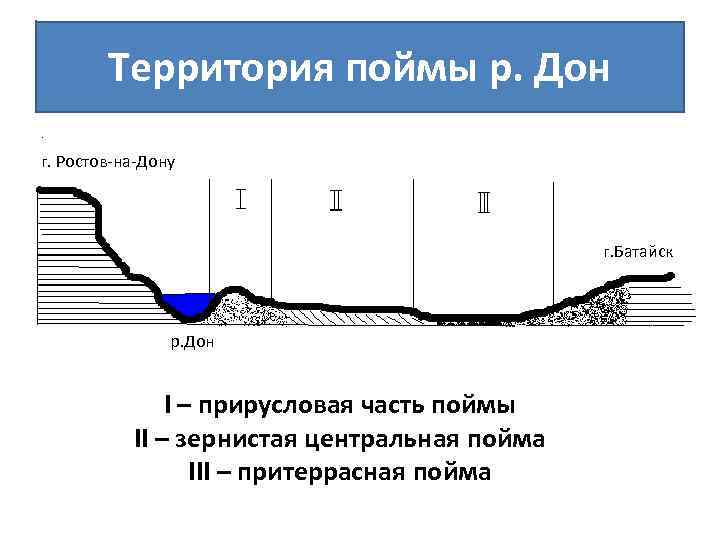 Территория поймы р. Дон г. Ростов-на-Дону г. Батайск р. Дон I – прирусловая часть
