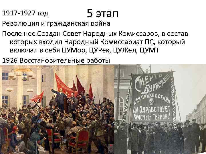 5 этап 1917 -1927 год Революция и гражданская война После нее Создан Совет Народных