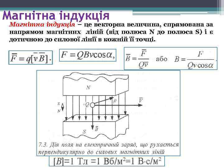 Магнітна індукція – це векторна величина, спрямована за напрямом магнітних ліній (від полюса N