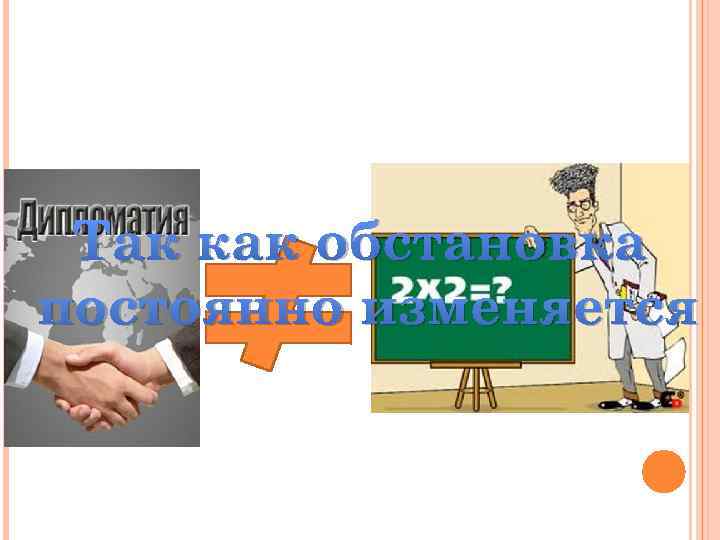 Так как обстановка постоянно изменяется 