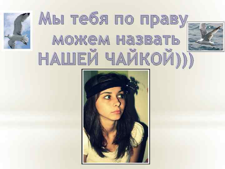Мы тебя по праву можем назвать НАШЕЙ ЧАЙКОЙ))) 