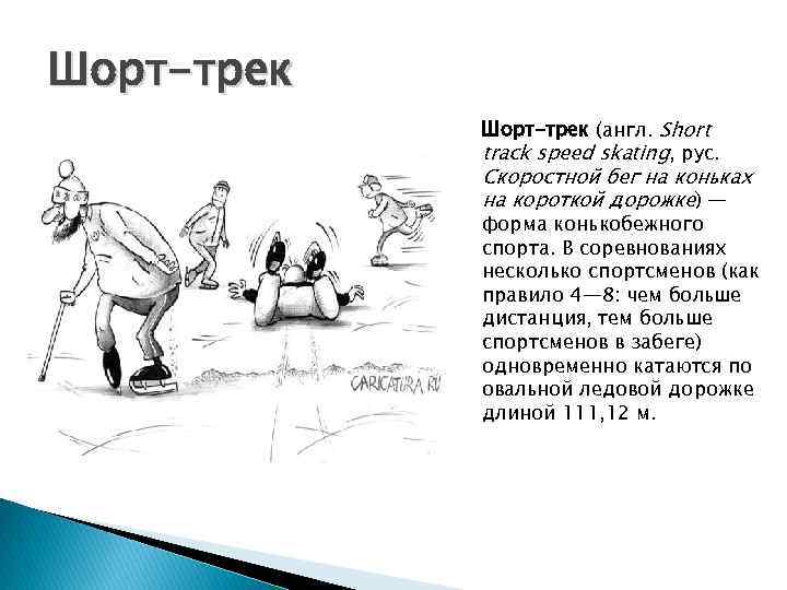 Шорт-трек (англ. Short track speed skating, рус. Скоростной бег на коньках на короткой дорожке)