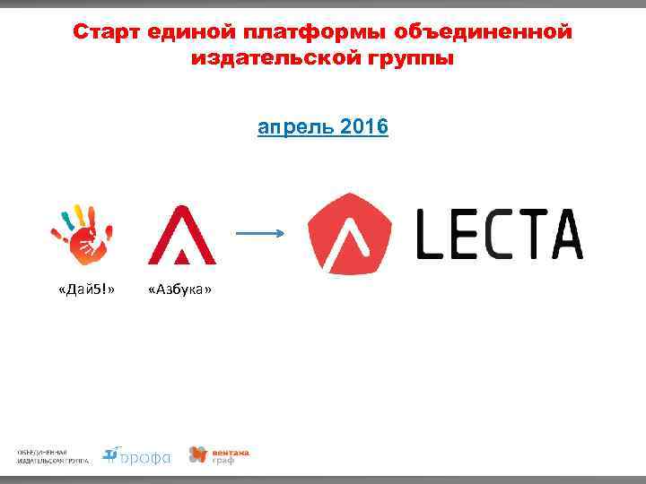 Старт единой платформы объединенной издательской группы апрель 2016 «Дай 5!» «Азбука» 