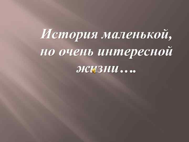 История маленькой, но очень интересной жизни…. 