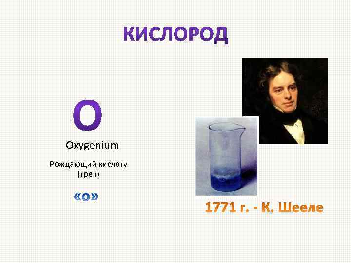 Oxygenium Рождающий кислоту (греч) 