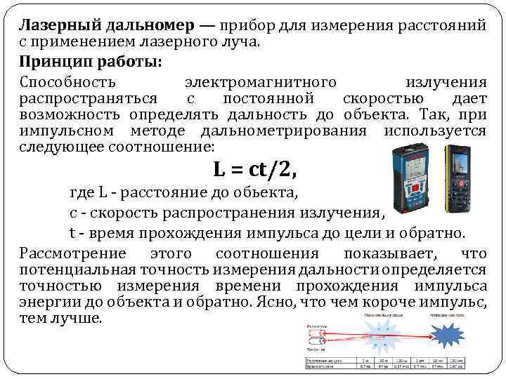 Измерение расстояния и скорости. Лазерный дальномер принцип действия. Измерение дальности лазерным дальномером. Импульсный метод определения расстояния лазерного дальномера. Лазерный дальномер малых расстояний.