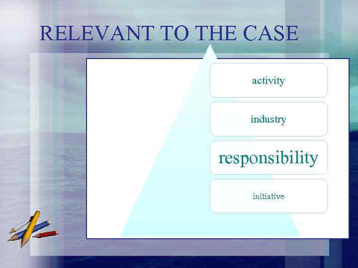 RELEVANT TO THE CASE activity industry responsibility initiative 
