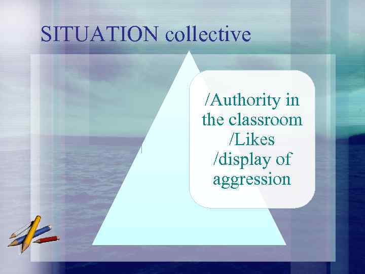 SITUATION collective /Authority in the classroom /Likes /display of aggression 