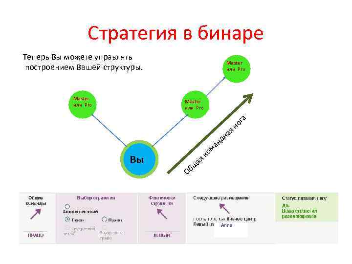 Стратегия в бинаре Теперь Вы можете управлять построением Вашей структуры. Master или Pro я