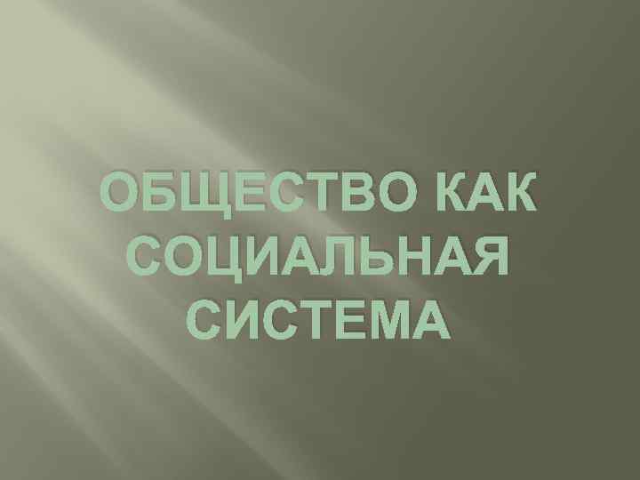 ОБЩЕСТВО КАК СОЦИАЛЬНАЯ СИСТЕМА 