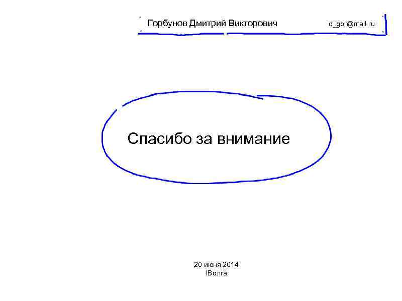 Горбунов Дмитрий Викторович Спасибо за внимание 20 июня 2014 IВолга d_gor@mail. ru 