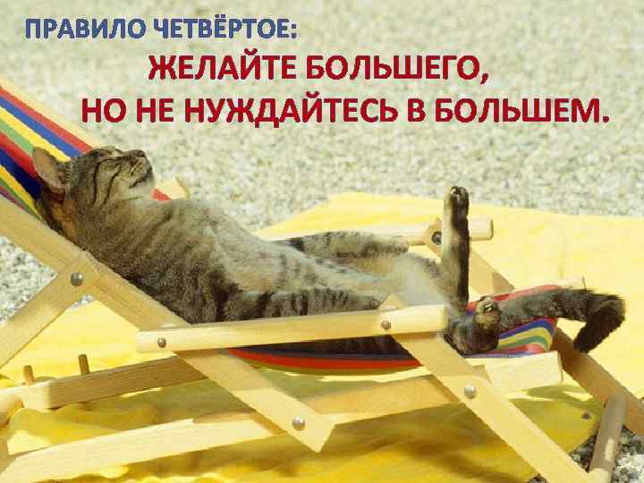 ПРАВИЛО ЧЕТВЁРТОЕ: ЖЕЛАЙТЕ БОЛЬШЕГО, НО НЕ НУЖДАЙТЕСЬ В БОЛЬШЕМ. 