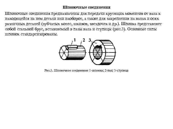 Шпоночные соединения предназначены для передачи крутящих моментов от вала к находящейся на нем детали