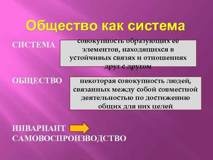 Общество как система СИСТЕМА ОБЩЕСТВО совокупность образующих ее элементов, находящихся в устойчивых связях и