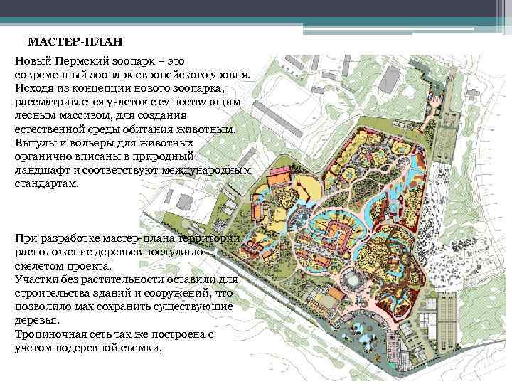 МАСТЕР-ПЛАН Новый Пермский зоопарк – это современный зоопарк европейского уровня. Исходя из концепции нового