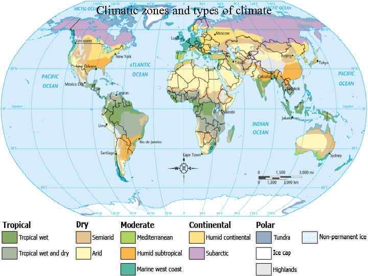 Climatic zones and types of climate 