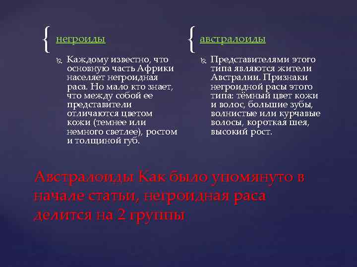 { негроиды Каждому известно, что основную часть Африки населяет негроидная раса. Но мало кто