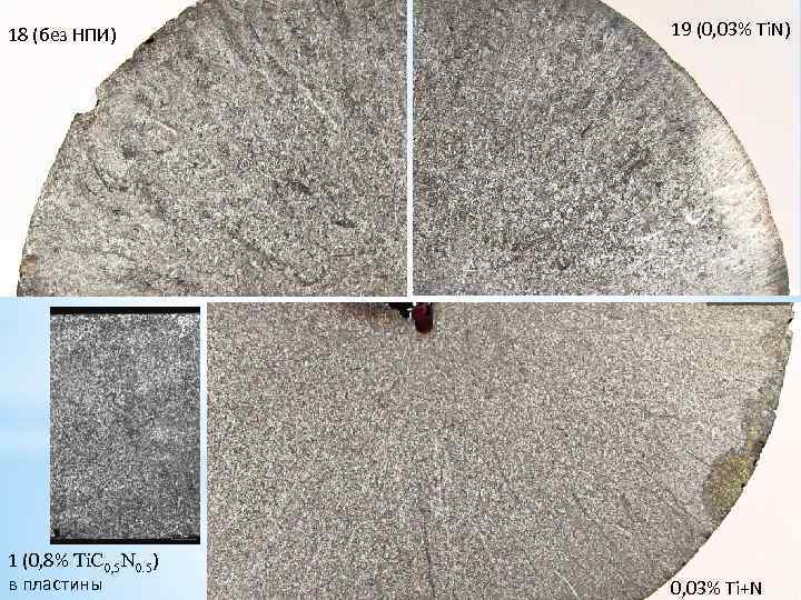 18 (без НПИ) 19 (0, 03% Ti. N) 1 (0, 8% Ti. C 0,