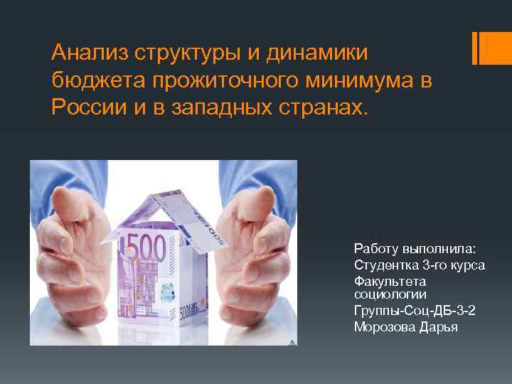 Анализ структуры и динамики бюджета прожиточного минимума в России и в западных странах. Работу