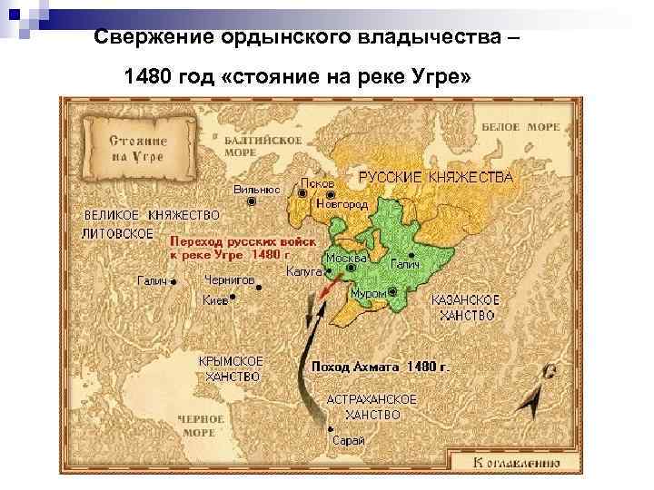  Свержение ордынского владычества – 1480 год «стояние на реке Угре» 