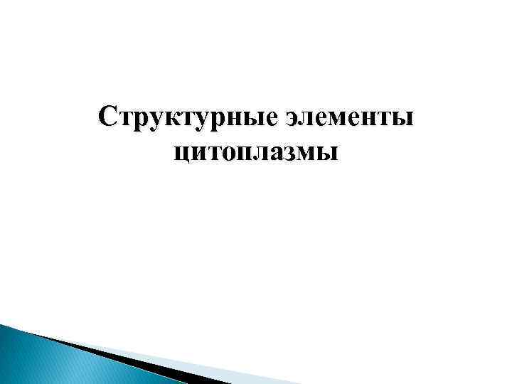 Структурные элементы цитоплазмы 