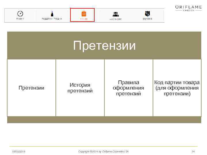 Структура страницы Претензии 05/02/2018 История претензий Правила оформления претензий Copyright © 2014 by Oriflame