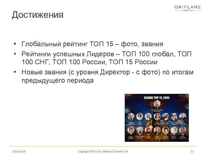 Достижения • Глобальный рейтинг ТОП 15 – фото, звания • Рейтинги успешных Лидеров –