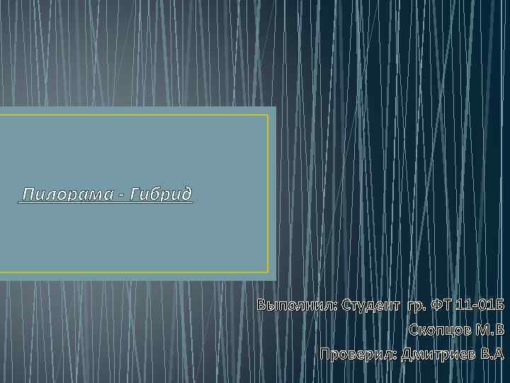 Пилорама - Гибрид Выполнил: Студент гр. ФТ 11 -01 Б Скопцов М. В Проверил:
