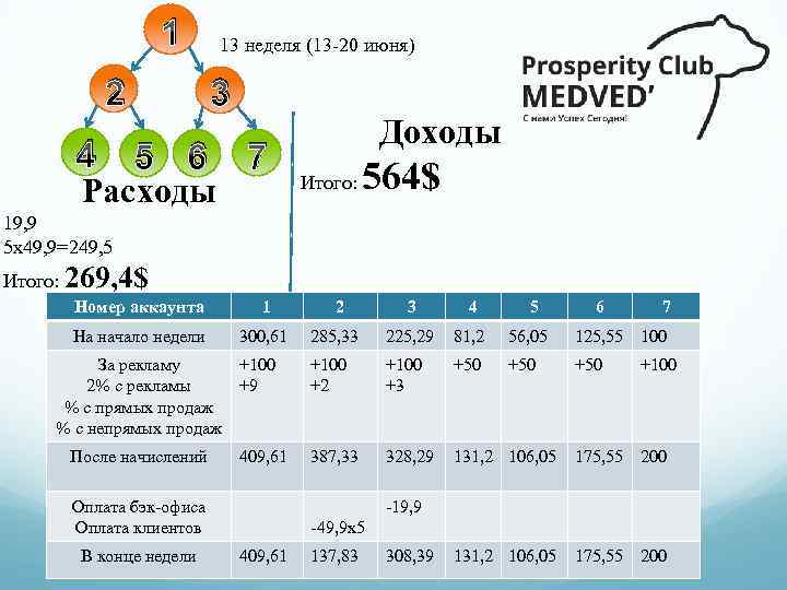 1 2 13 неделя (13 -20 июня) 3 4 5 6 7 Расходы Доходы