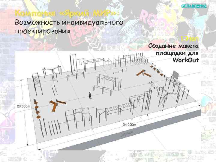 Компания «Яркий МИР» : Возможность индивидуального проектирования ОГЛАВЛЕНИЕ 1 Этап Создание макета площадки для