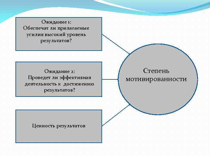 Ожидание 1: Обеспечат ли прилагаемые усилия высокий уровень результатов? Ожидание 2: Проведет ли эффективная