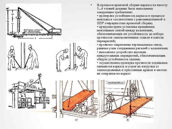  • В процессе крановой сборки каркаса на высоту 5. . . 6 этажей