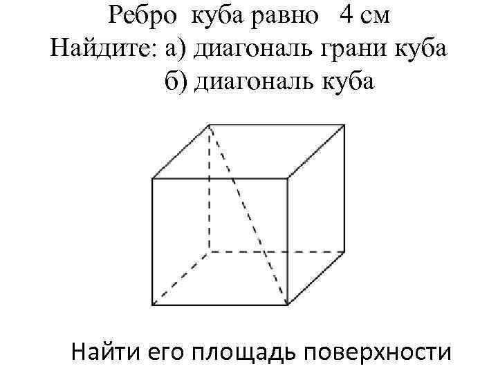 Найдите диагональ куба с ребром 2