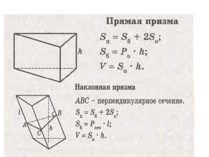 Полная поверхность наклонной призмы. Периметр основания треугольной Призмы формула. Наклонная треугольная Призма формулы. Периметр основания правильной треугольной Призмы формула. Площадь треугольной Призмы формула.